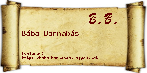 Bába Barnabás névjegykártya